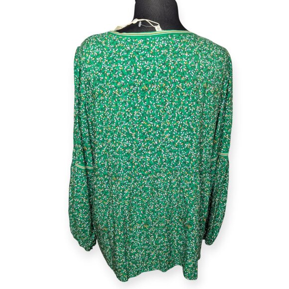 Max Studio Green Floral Peasant Bohemian Blouse Tunic Top Womens Size 1X NWT - Picture 7 of 16